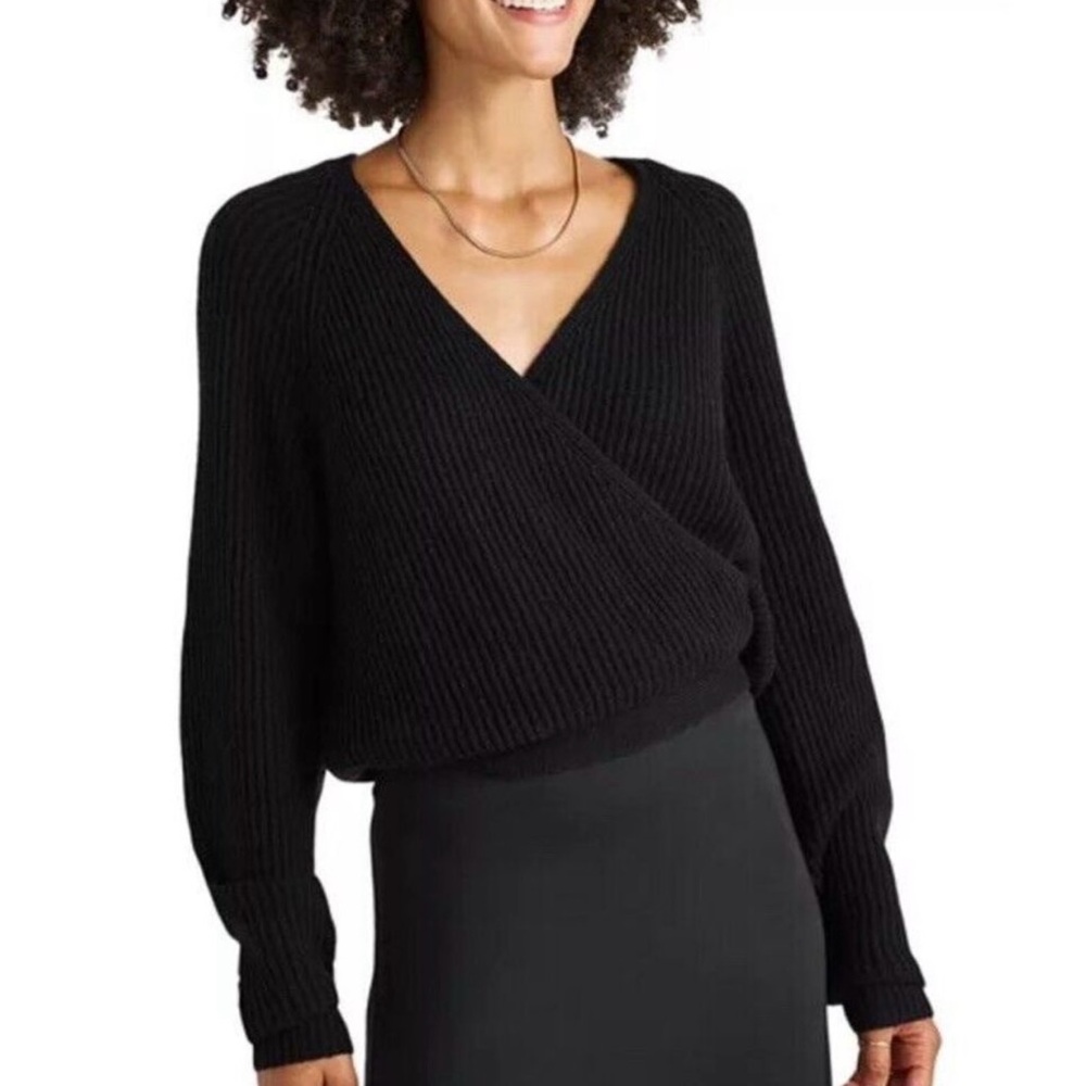 NWT splendid Adele wrap sweater black